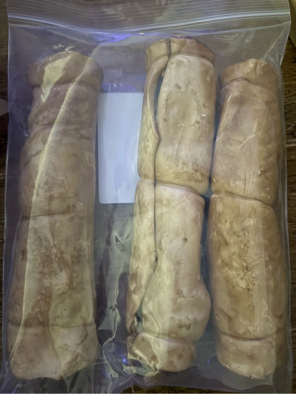 Beef Cheek Rolls 9-12inch peanut butter Dog Chews NO HIDE NEW pack of 3